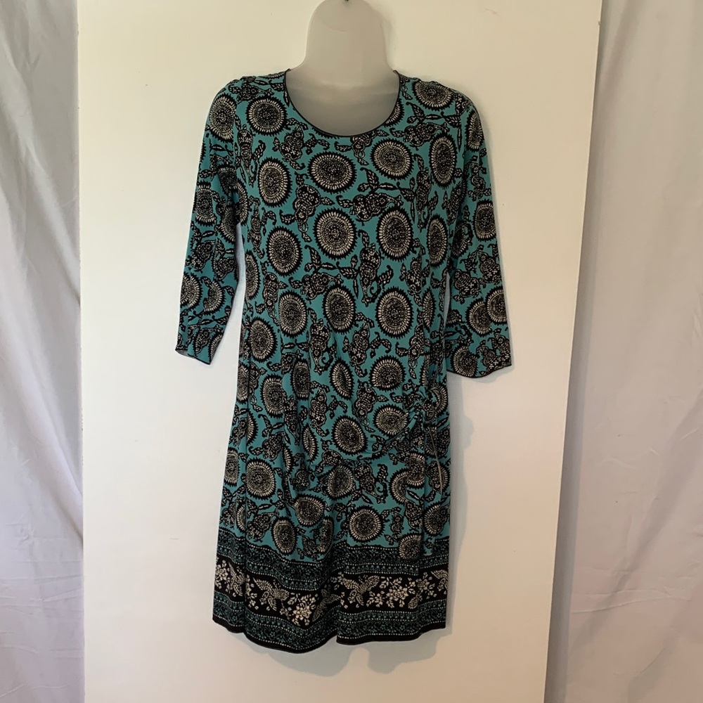 Max Edition Teal and Black Long Sleeve Dress
